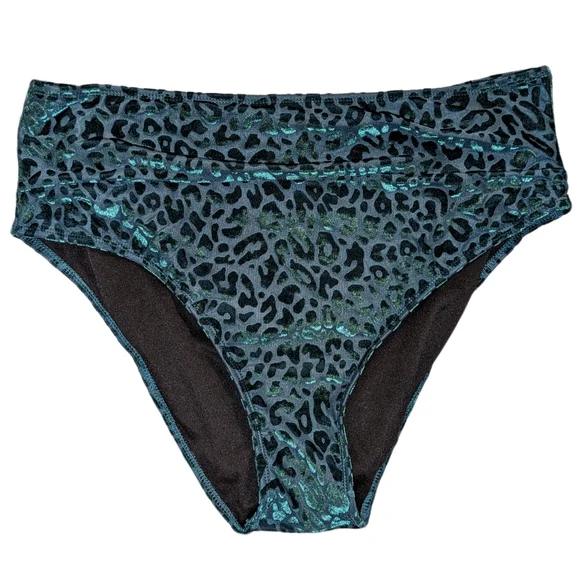 NWOT SHEIN Curve Velvet Green Leopard Print Bikini, Size 2XL - Picture 5 of 9